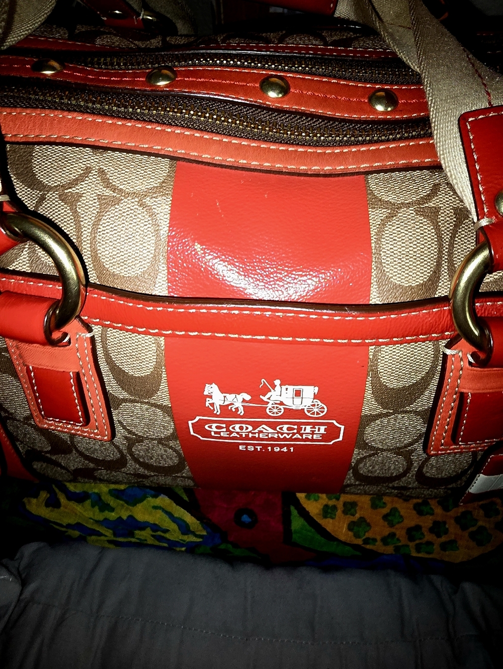 Coach Heritage Stripe XL Zip Satchel - Picture 10 of 15